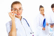 Young female doctor in white uniform
