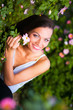 Woman Near Rose Flower
