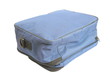 old blue bag over white