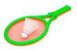 toys of racket and shuttlecock with clipping path