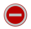 Prohibition traffic sign against the sky with clouds