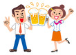 ビール　乾杯　男女　