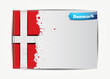 Stitched Denmark flag with grunge paper frame