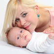 Young mother with her baby together.
