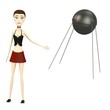 3d render of cartoon character with sputnik