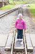 little girl at Ravenglass and Eskdale narrow gauge railway, Cumb