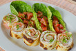 Stuffed pancakes with smoked salmon with fresh cheese