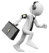 3D white people. Businessman rushing to work