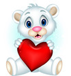 cute baby polar bear posing with heart love