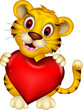 cute baby tiger posing with heart love