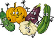 cucurbit vegetables group cartoon illustration