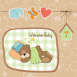 baby shower card with teddy bear toy