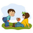 little boy playing with a little girl