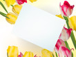 Bouquet from beauty flowers with card. EPS 10