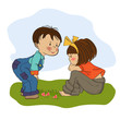 little boy playing with a little girl