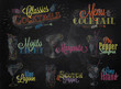 Set cocktail menu colored chalk