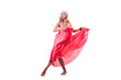 Woman dancing spanish dances on white