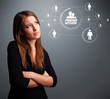 Attractive girl looking at modern social network