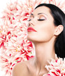 woman with beautiful face and fresh flowers