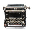 Old rusty and dusty typewriter on white background