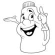 Happy Bottle - Black and White Cartoon