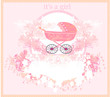 Illustration: Baby arrival card for girl Baby arrival card for girl