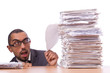 Busy businessman with lots of papers