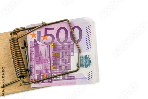 Photo: euro notes in mousetrap euro notes in mousetrap