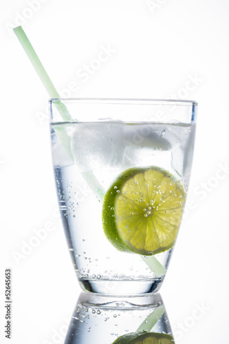 Photo: water glass and lime water glass and lime