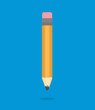 Pencil floating over blue background
