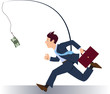Businessman running after money