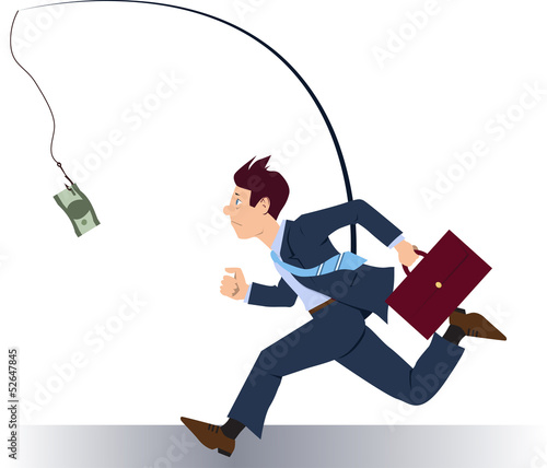 Vector: Businessman running after money Businessman running after money