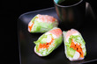 Spring Rolls with Tea on Black