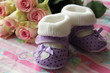 Greetings from newborn birth of his daughter - shoes and flowers