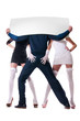 Photo: Two women and a man Two women and a man