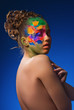 Photo: Portrait girl with fashionable make-up and flowers Portrait girl with fashionable make-up and flowers