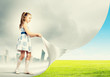 Little girl turning page
