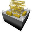 wooden framework construction of a house