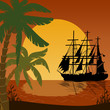 Ancient ship sailing