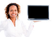 Business woman with a computer