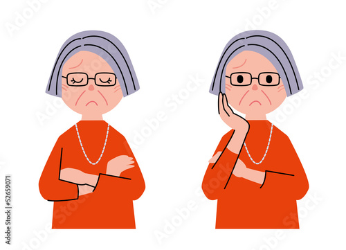Illustration: シニア 女性 心配 シニア 女性 心配