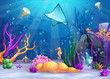 Illustration of the underwater world with fish ramp.