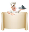 Cartoon Chef Pointing at Menu