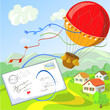 letter and the balloon against the rural landscape