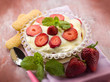 Photo: strawberry tiramisu dessert, selective focus strawberry tiramisu dessert, selective focus