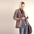 Beautiful fashion studio portrait of pretty blond woman