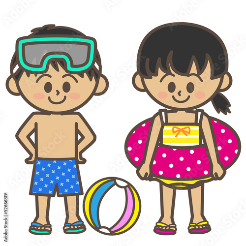 Illustration: 子供 水着 日焼け 子供 水着 日焼け