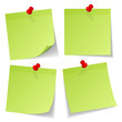 4 Green Stick Notes Red Pins