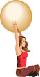 redhead girl with fitball