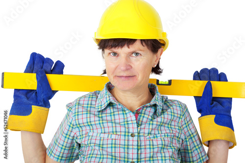 Photo: Construction worker with level Construction worker with level